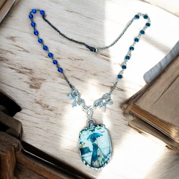 Victorian-Inspired Reversible Pendant w/ Rustic Bezel & VNTG Necklace Components - Picture 13 of 14
